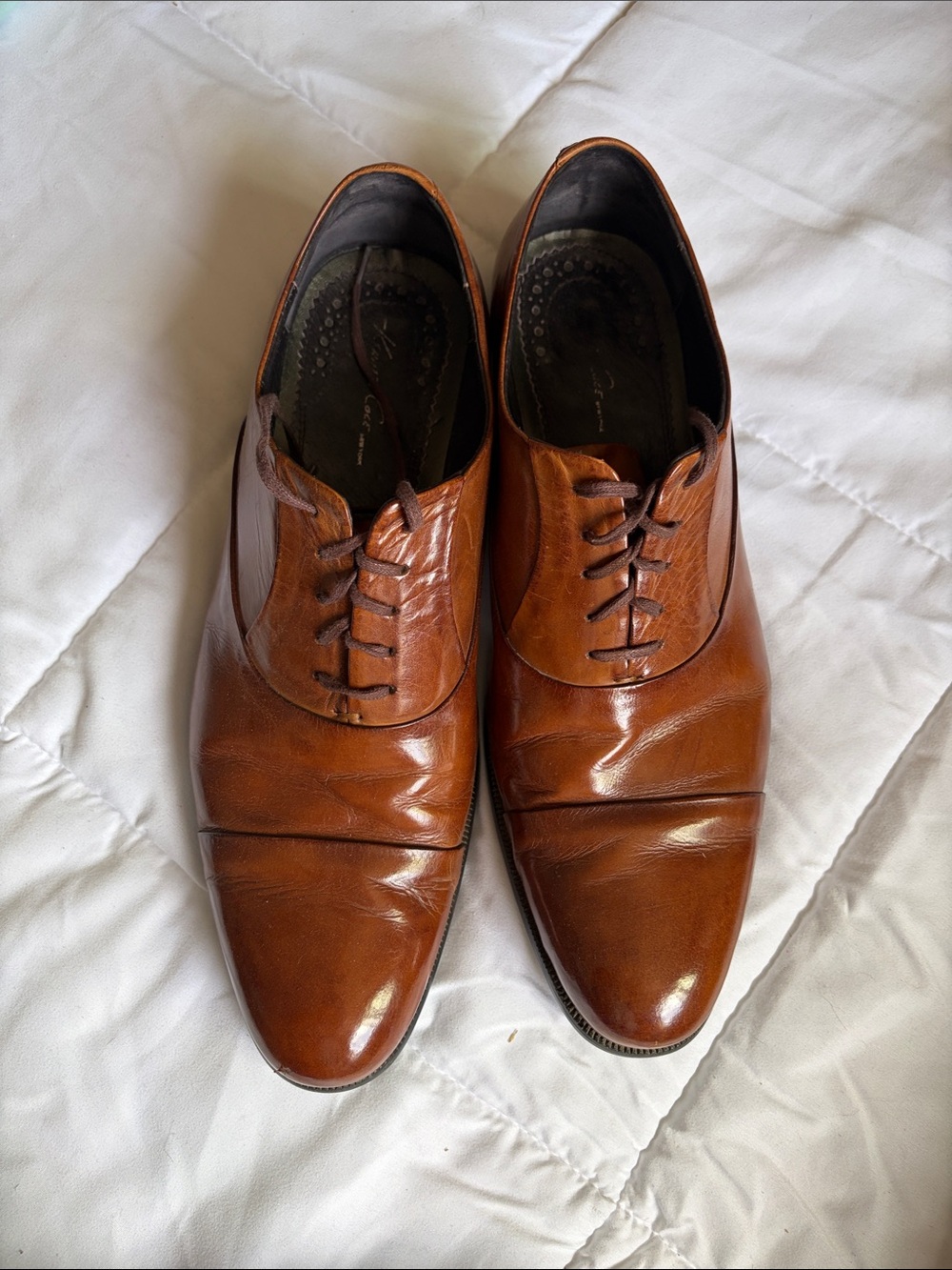 Men's Tan Leather Cap-Toe Oxfords